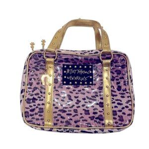 Betsey Johnson Purple Cheetah Cosmetic Bag EUC